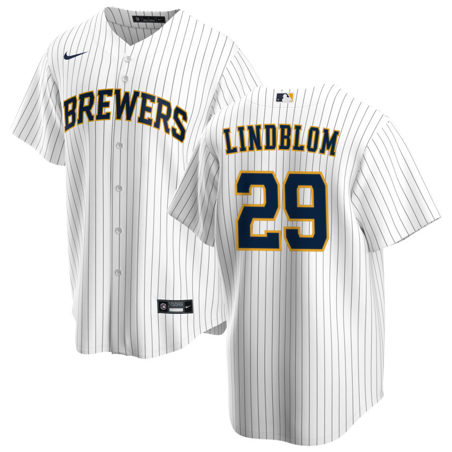 Nike Men #29 Josh Lindblom Milwaukee Brewers Baseball Jerseys Sale-White